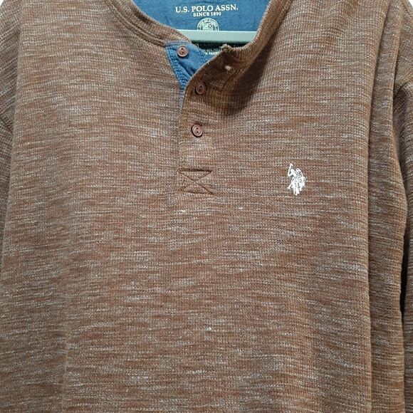 U.S. Polo Assn Sweatshirt Ribbed Brown Quarter button down Men XXL - Picture 3 of 14